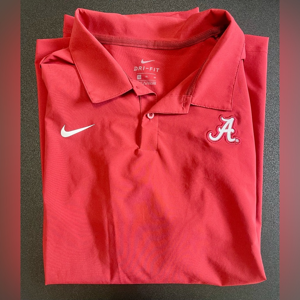 Nike Crimson Tide Dri-Fit Polo with Embroidered Logo; Windbreaker Material; XL